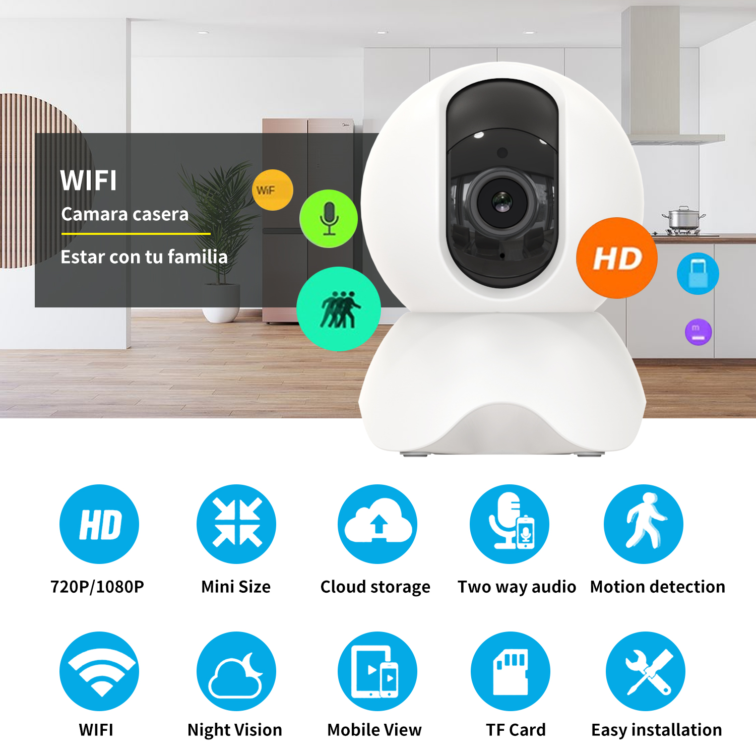Home security camera smart echo show/google home support 2MP/3MP HD P2P wireless CCTV indoor wifi mini IP camera