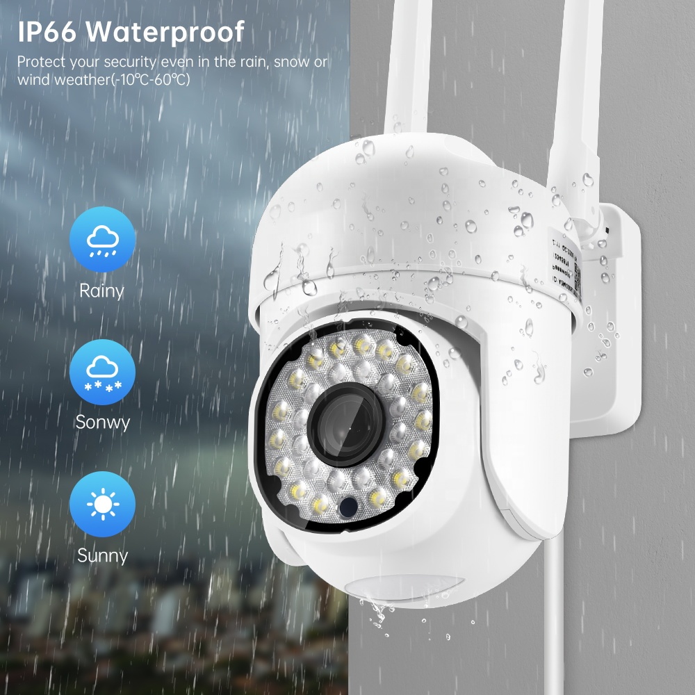 Wireless Street Security Camera IP PTZ 4X Zoom Wifi Human Detection Two Way Audio Small CCTV Camera