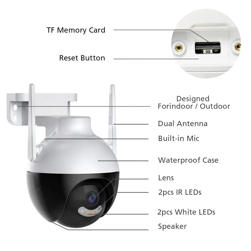 High Quality New Products Outdoor 4MP Ptz Camera 180 Degree Wide Angle Ip Camera Auto Tracking Outdoor Ptz Camera